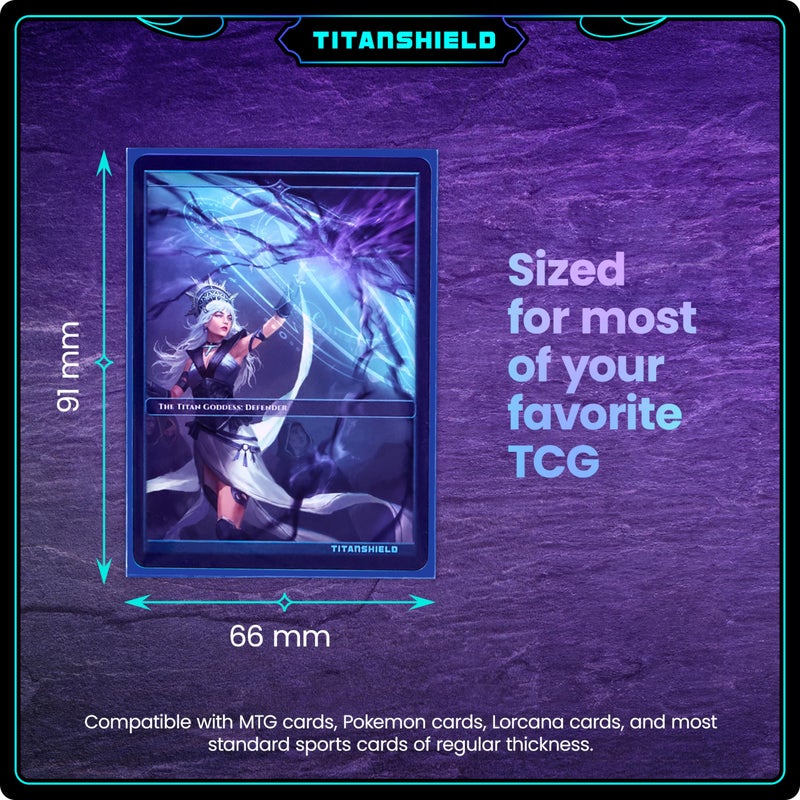 TitanShield أكمام بطاقات تيتان شيلد المميزة | متوافقة مع بوكيمون، ون بيس، لوركانا، فليش آند بلود، وماجيك ذا جاذرينغ MTG | (150 كم - قياسي) (1، أزرق، قياسي | 66x91 مم) - Image 3